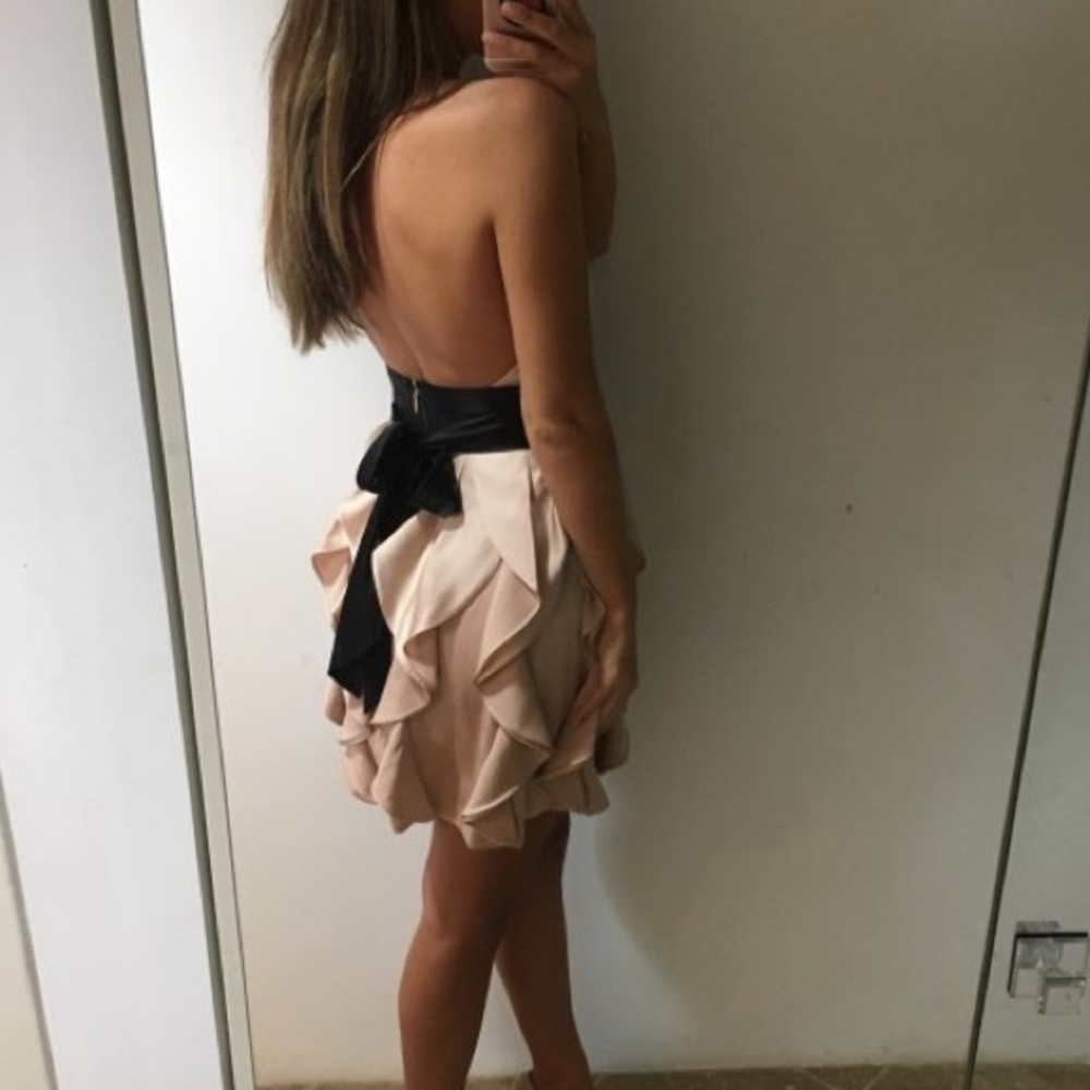 BCBG MAX AZRIA Satin Champagne Backless Dress